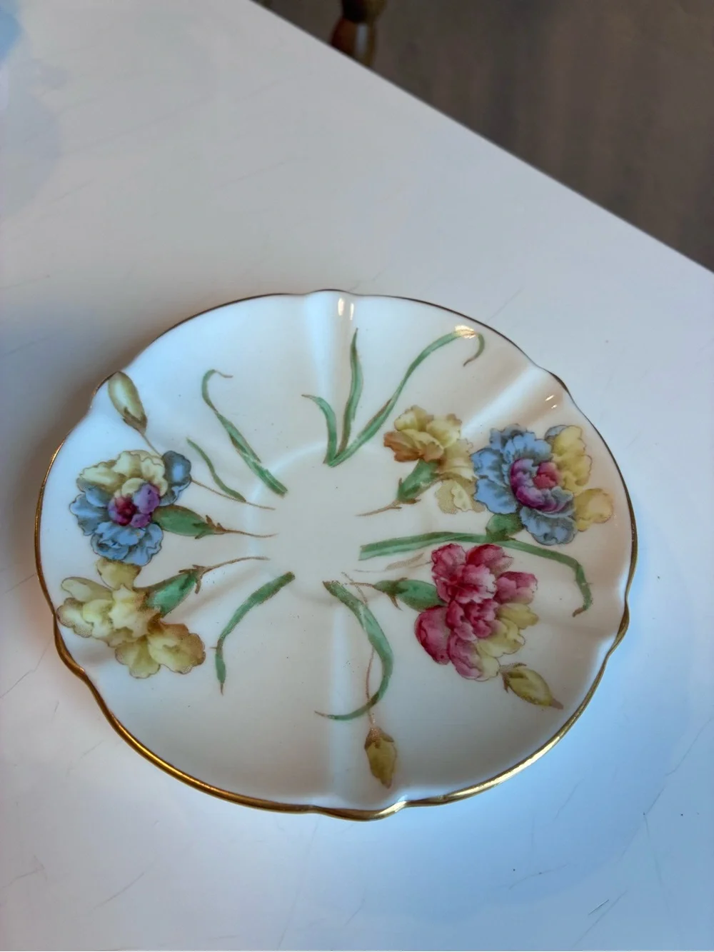 Aynsley Floral Porcelain Teacup & Saucer with Gold Trim